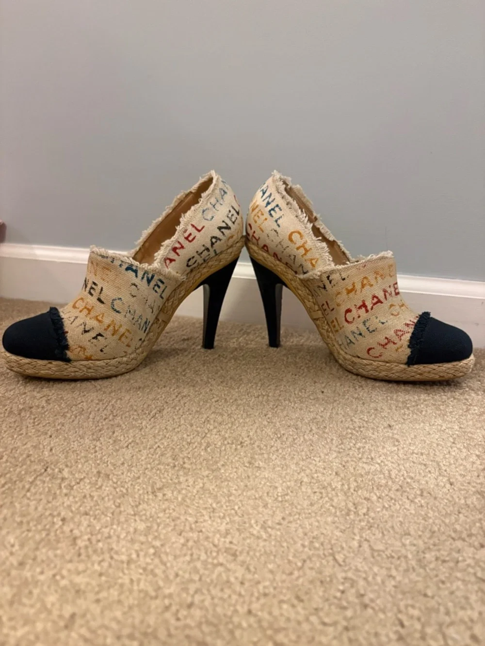 CHANEL Multicolor Graffiti Logo Espadrille with Cap Toe - Picture 4 of 12